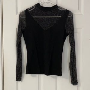 SHEIN Glitter Black Mesh Top